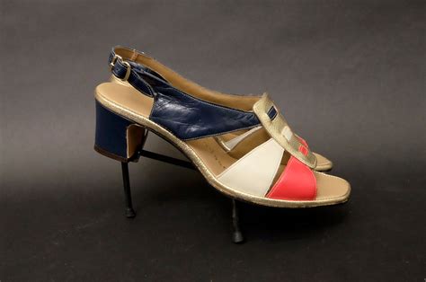 Vintage Red, White and Blue Slingback Heels by Joseph Larose | Shop ...