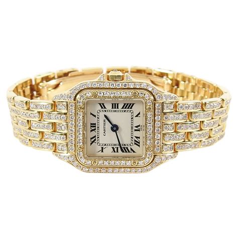 Cartier 18K Yellow Gold Mini 22mm Panthere Ladies Diamond Watch – I ...