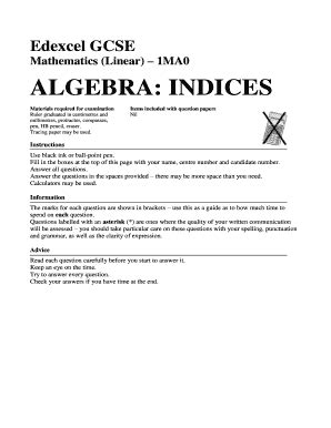 Maths Genie Algebra Indices - Fill and Sign Printable Template Online