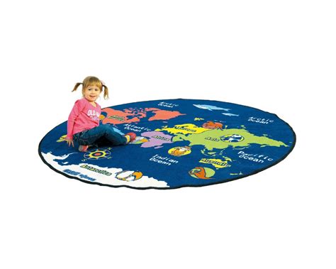 Indoor Classroom Map of the World Educational Rug