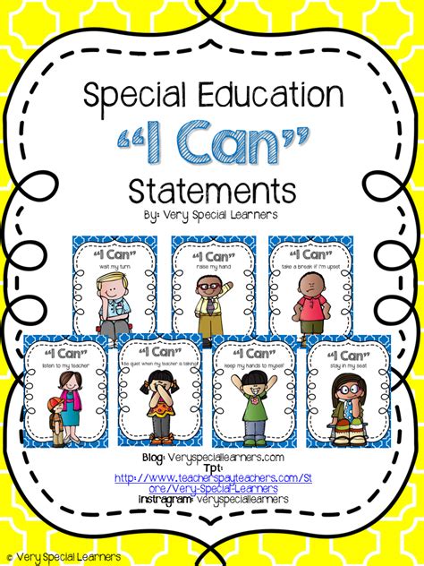 Special Ed. "I Can" Statement Posters | Teaching special education, Special education students ...