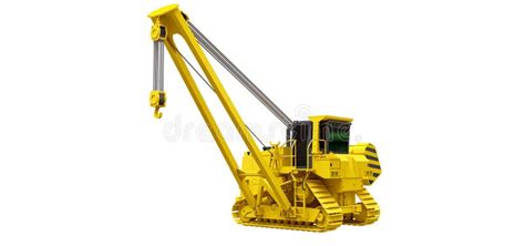 Yellow Crawler Crane with Side Boom. 3d Rendering Stock Illustration ...