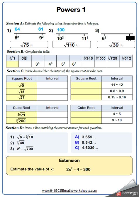 Powers And Roots Worksheet Gcse