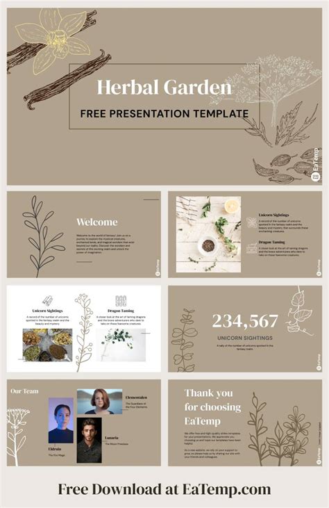 Herbal Garden PPT Presentation Template - EaTemp