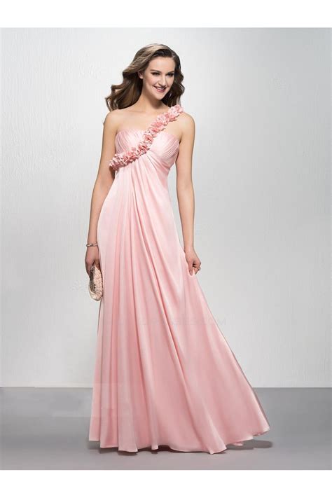 Empire One-Shoulder Long Pink Prom Evening Formal Party Dresses Maternity Evening Dresses ...