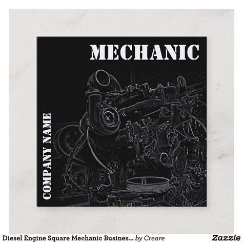 Diesel Engine Square Mechanic Business Card | Zazzle | Mechanic, Diesel engine, Card mechanic