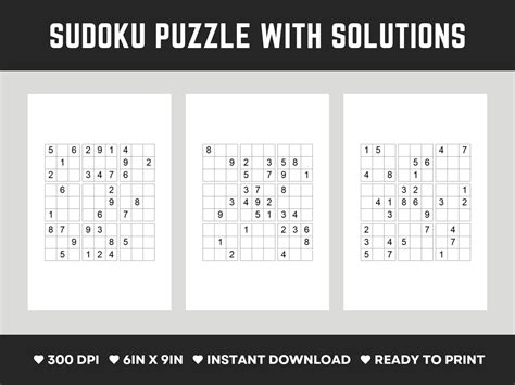 50 Sudoku Puzzle with Solutions (Set 1) Graphic by DesignScape Arts · Creative Fabrica