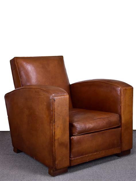 1950's French leather club chair with square back | Leather club chairs, Leather wingback chair ...