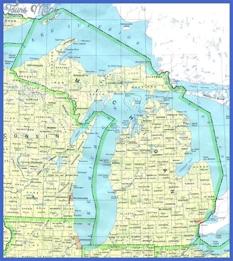 nice Map of Michigan | Lake michigan map, Map of michigan, Lake michigan