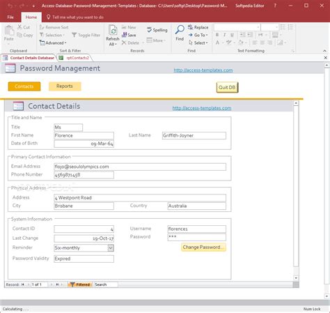 Password Management Access Database Templates 1.0 - Download, Review, Screenshots