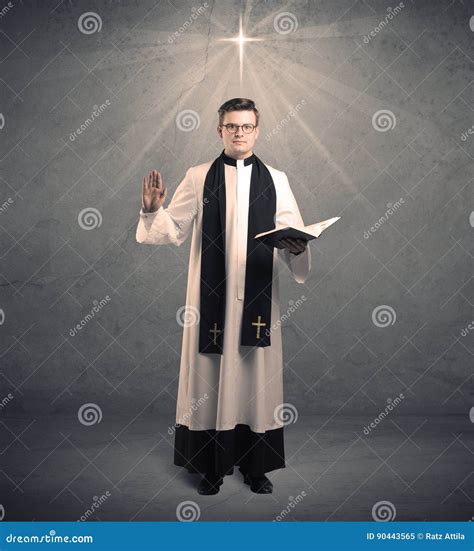 Young Priest in Giving His Blessing Stock Image - Image of book, collar ...