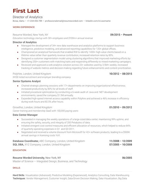 8 Director of Analytics Resume Examples for 2024 | Resume Worded