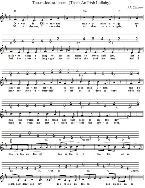 An Irish Lullaby Chords Lyrics And Sheet Music - Irish folk songs