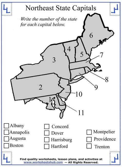 Northeast States And Capitals Quiz Free Printable - Printable Form ...