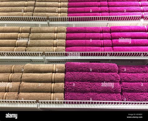 Bath towels of different colors Stock Photo - Alamy