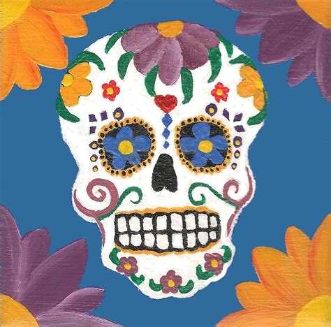 El Dia de los Muertos Skull Painting by Tara Campbell