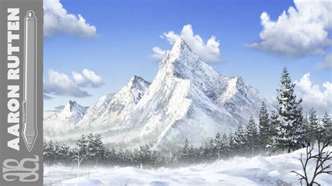 Easy How To Draw Snowy Mountains - Mundodop