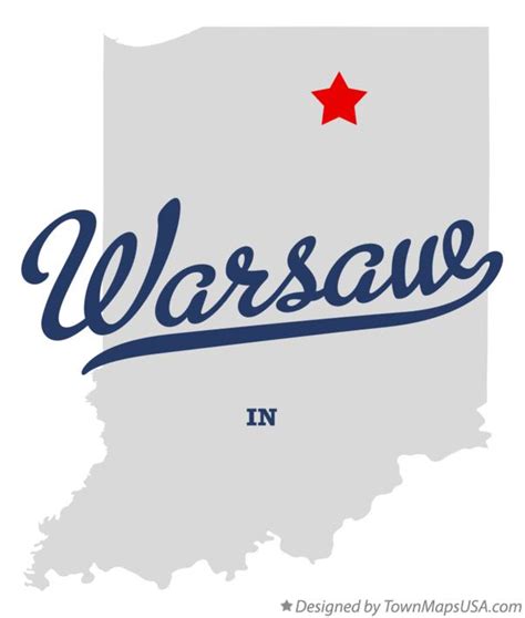 Map of Warsaw, IN, Indiana