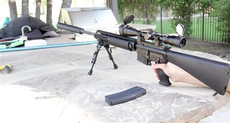 Shooting Test - We Tech Airsoft Gas Blowback M16A3 DMR Build - YouTube