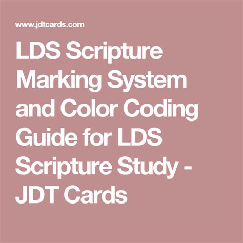 LDS Scripture Marking System and Color Coding Guide for LDS Scripture Study - JDT Cards ...