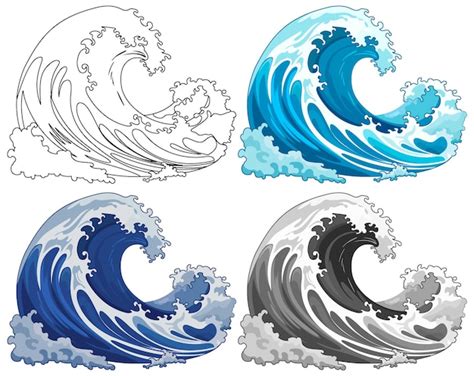 Group of Traditional Japanese Wave Illustrations | IMGPANDA - A Free ...