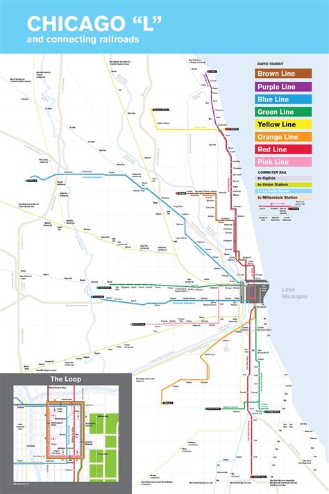 Chicago L Map Print, Original Poster Art of Chicago Elevated and Subway Lines - Etsy