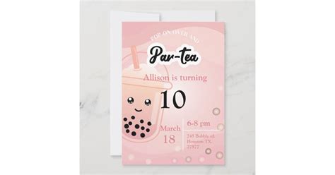 Boba Tea Birthday Party Invitation | Zazzle