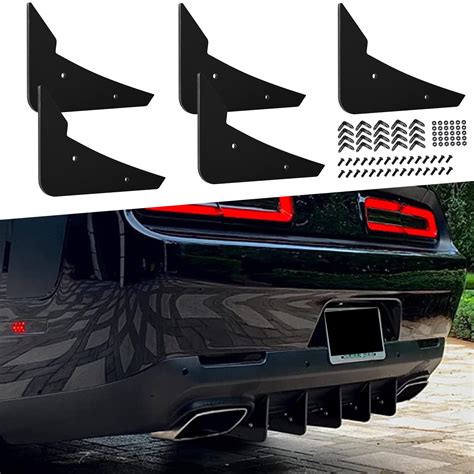 Buy Rear Diffuser 5 Fins V3 Set For Dodge Challenger 2015-2022 Stock Rear Bumper, Black Rear ...