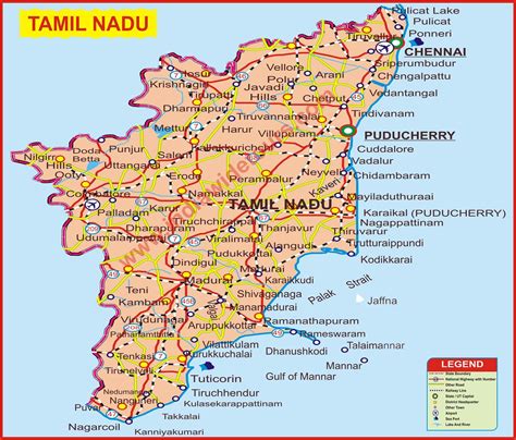 Road Map Of Tamil Nadu