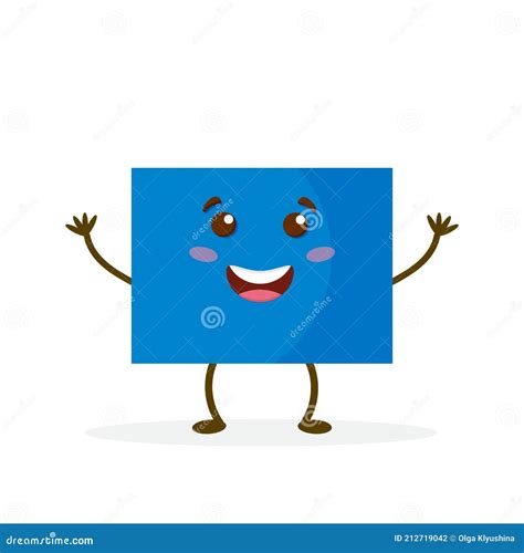 Geometric Funny Shapes Cute Kids Colorful Vector. Rectangle Cartoon Characters Shapes for Child ...