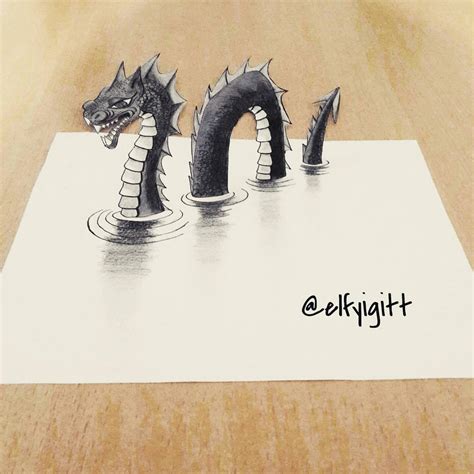 How To Draw A 3d Loch Ness Monster Realistic Drawings 3d Drawings | Images and Photos finder