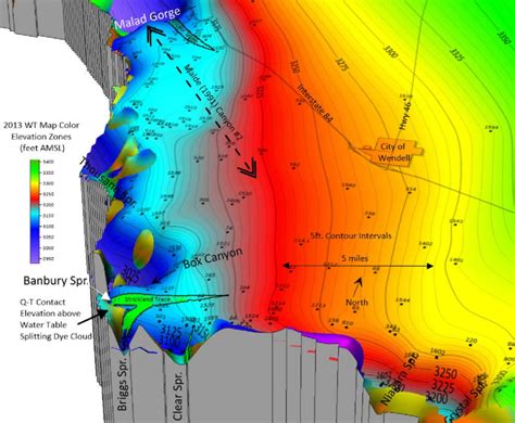 Year 2013 high resolution water table map shown with color zones and 5... | Download Scientific ...