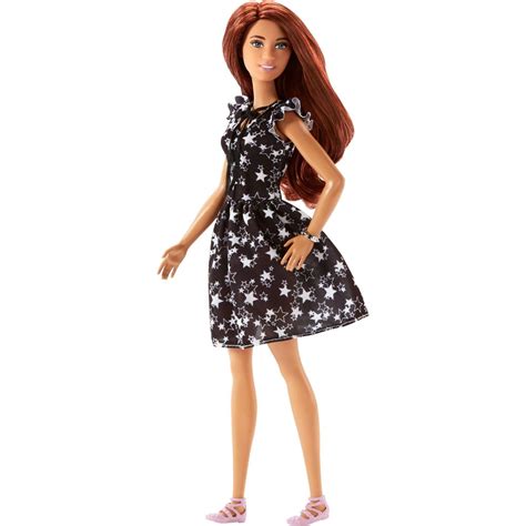 Barbie Fashionistas Doll, Original Body Type Wearing Star-Print Dress ...