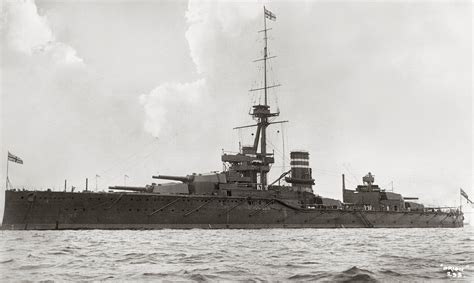 HMS Orion. Lead ship of her class and the first 'super-dreadnought' armed with ten 13.5" guns in ...