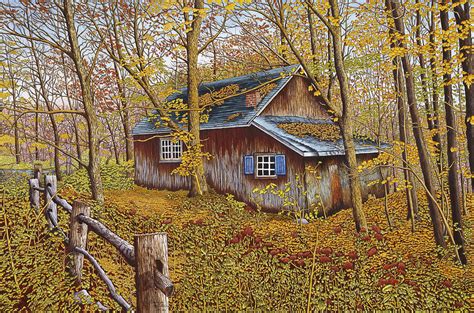 Cabin In The Woods Painting by Thelma Winter - Pixels