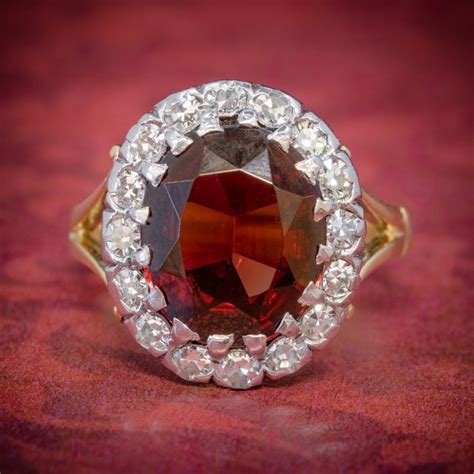 VINTAGE GARNET CLUSTER RING 18CT GOLD 5CT GARNET – Antique Jewellery Online