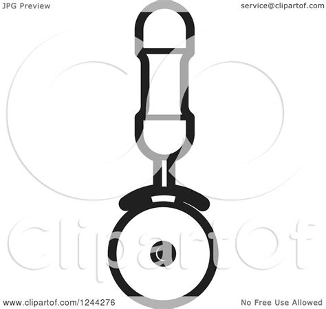 Clipart of a Black and White Pizza Cutter 2 - Royalty Free Vector Illustration by Lal Perera ...