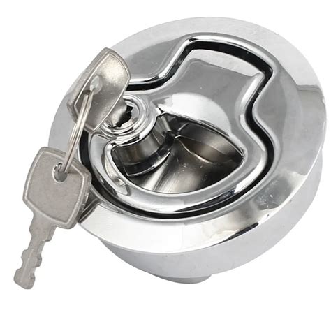 uxcell 1 Pcs Zinc Alloy Round Shape Flush Pull Security Locking Slam Latch Lock Locker 64 x 61 x ...