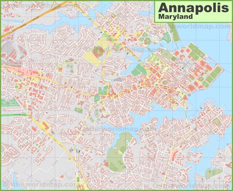 Large detailed map of Annapolis - Ontheworldmap.com