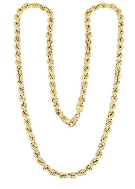 MCS Jewelry 10 Karat Yellow Gold Rope Chain Necklace 3.0mm (Length: 18”-24") (24) | Amazon