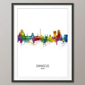 Damascus Skyline, Damascus Syria Cityscape Art Print Poster Portrait ...