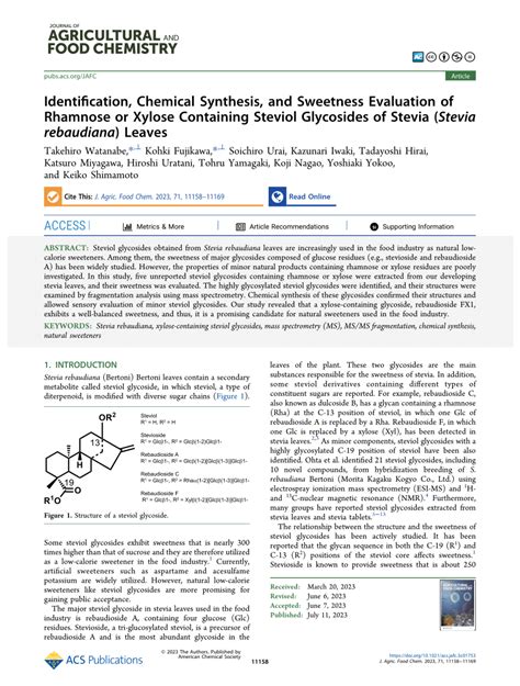 (PDF) Identification, Chemical Synthesis, and Sweetness Evaluation of ...