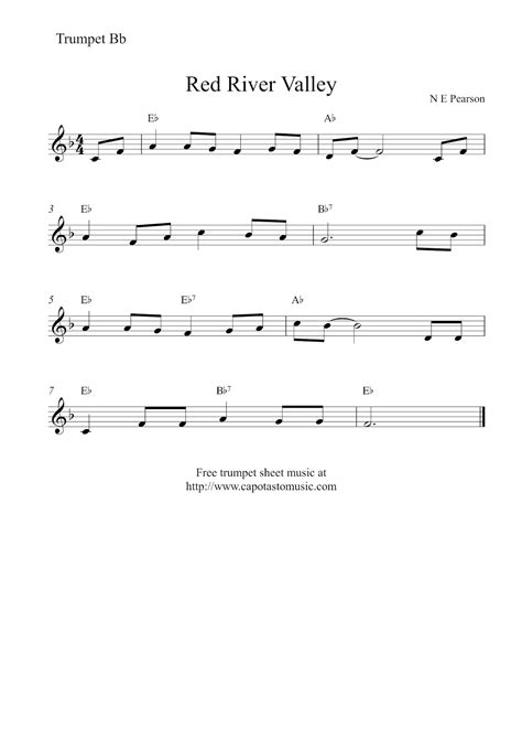 Free easy trumpet sheet music - Red River Valley