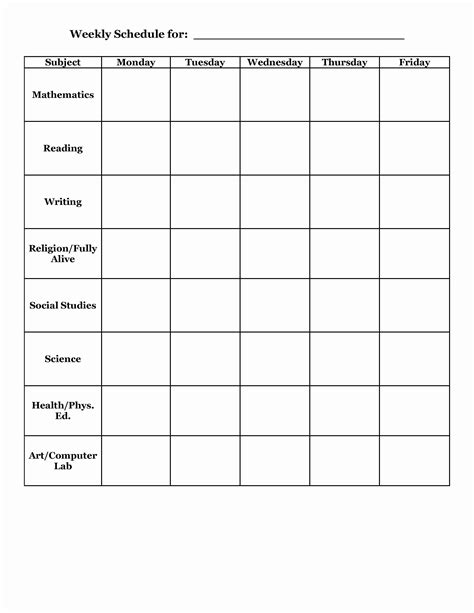 41 Monday Through Friday Hourly Calendar