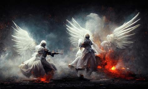 Battle Angels fighting in Heaven and Hell 14 Digital Art by Matthias Hauser | Pixels