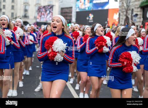 London, UK. 01st Jan, 2023. Cheerleaders take part during The London ...