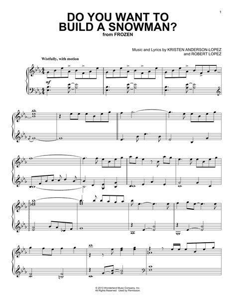 Do You Want To Build A Snowman? (from Frozen) (Piano Solo) - Print Now