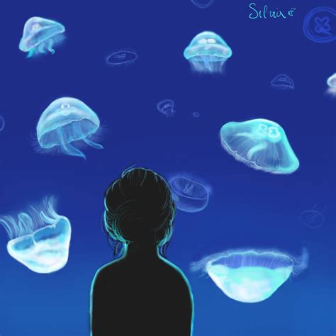 Glowing jellyfishes by ghironda on DeviantArt Jellyfish Art, Underwater City, Monochrome Art ...