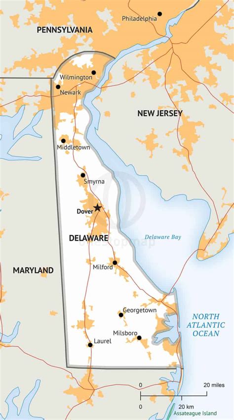 Free vector map of Delaware outline | One Stop Map