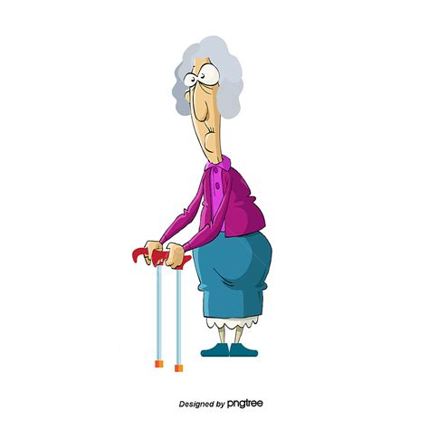 Old Woman Walking Cartoon